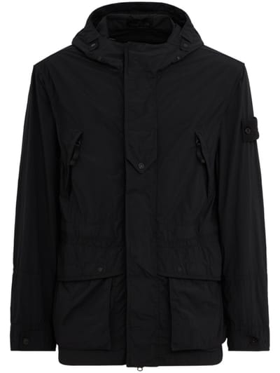Stone Island - 短款尼龙派克大衣，带可拆卸帽子