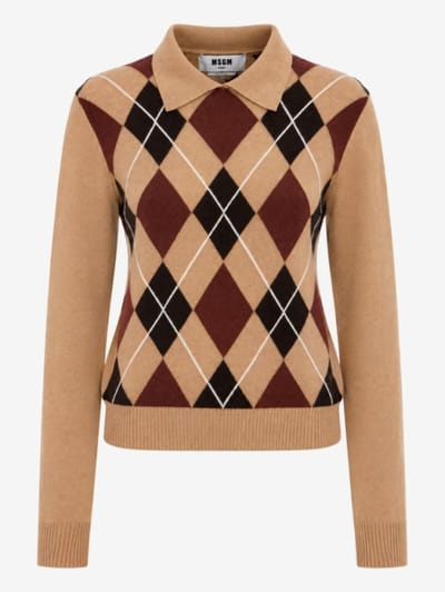 MSGM - Polo con motivo a rombi