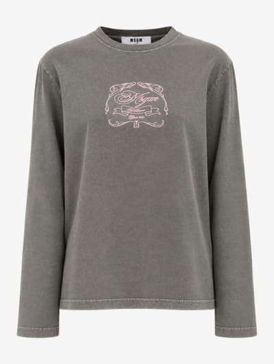 MSGM - T-shirt a maniche lunghe stampata