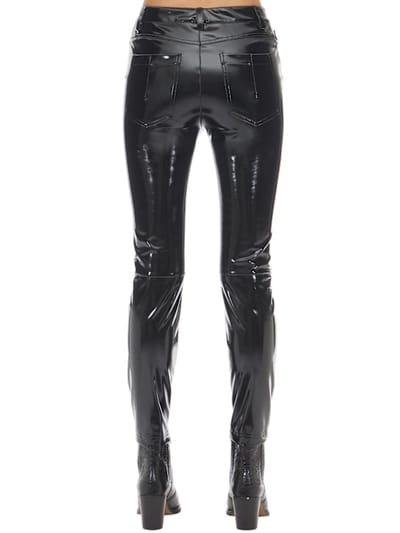 UNRAVEL: ZIPPED VINYL SKINNY LEG PANTS