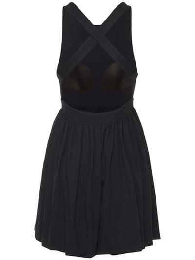 Marysia: Flared stretch-jersey mini dress