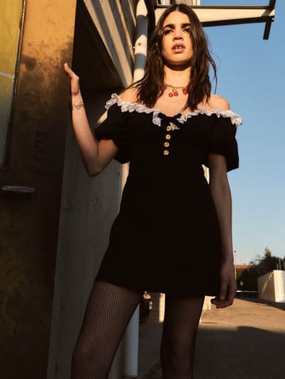 Alessandra Rich: Vestido corto de lana virgen