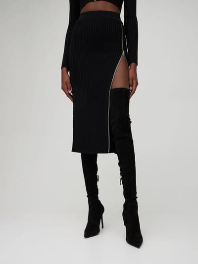 Michael Kors Collection: 罗纹针织羊毛拉链开合迷笛半身裙