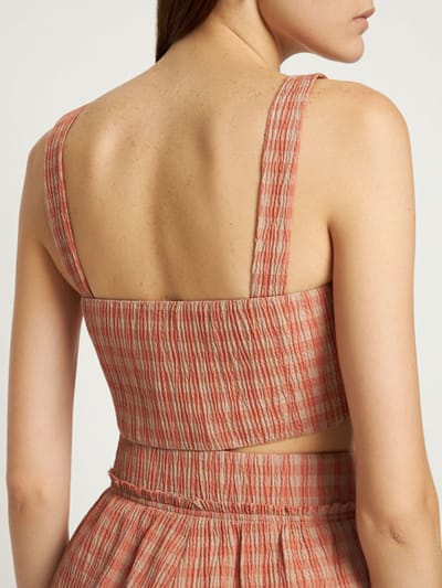 ALTUZARRA: Bijou格纹泡泡纱短款上衣