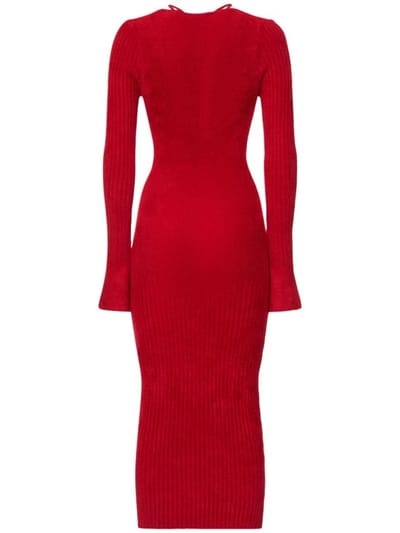 Andreadamo: Cut out ribbed knit midi dress