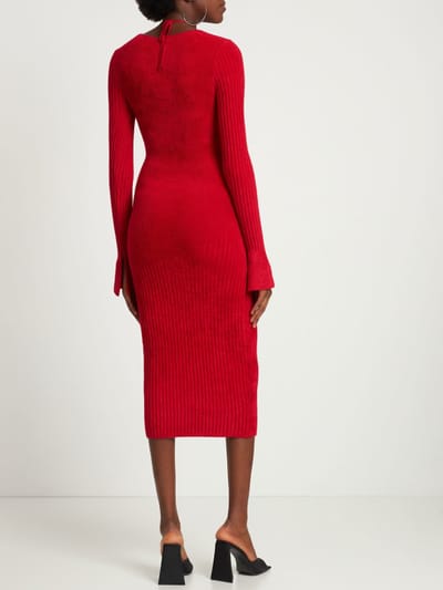 Andreadamo: Cut out ribbed knit midi dress