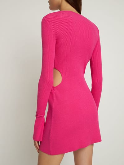 Mach & Mach: Robe trapèze courte en maille côtelée