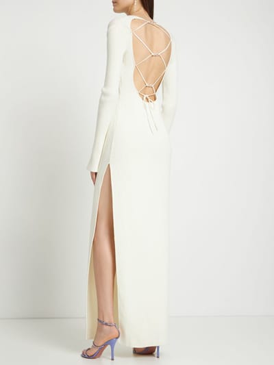 Mach & Mach: Long ribbed knit dress