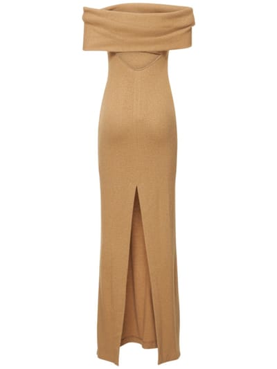 Brandon Maxwell: Maxikleid aus Rippstrick mit Wollanteil