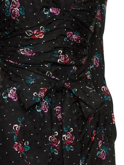 Alessandra Rich: Vestido corto de seda con mangas abullonadas