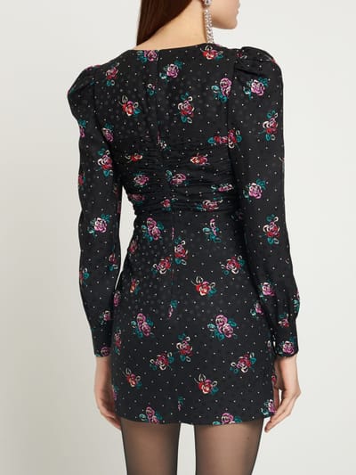 Alessandra Rich: Vestido corto de seda con mangas abullonadas