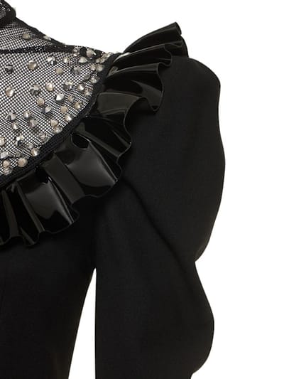 Alessandra Rich: Vestido corto de lana con cristales