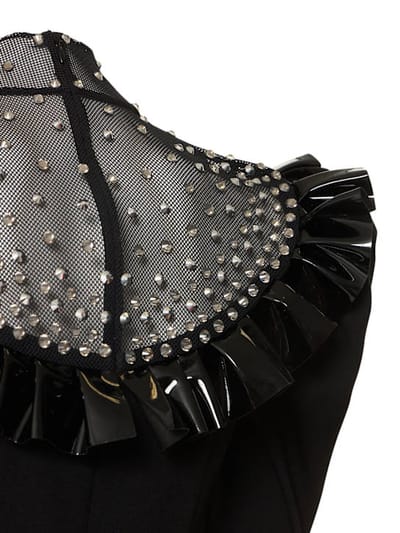 Alessandra Rich: Vestido corto de lana con cristales