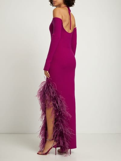 Giuseppe Di Morabito: Virgin wool maxi dress with feathers