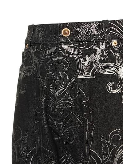 Versace: Barocco棉质直筒牛仔裤