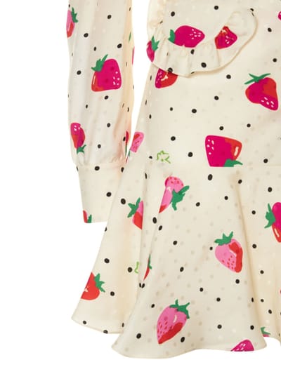 Alessandra Rich: Vestido corto de seda con volantes