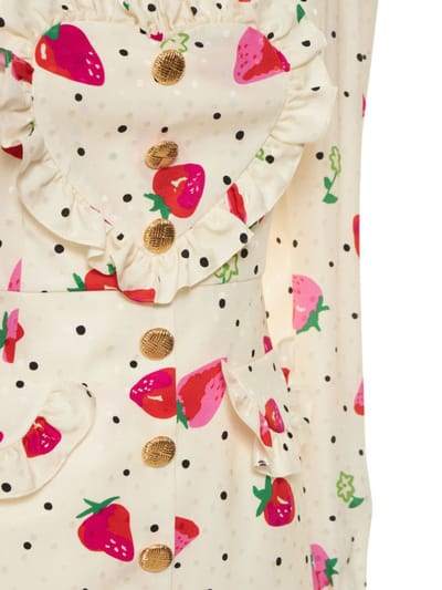 Alessandra Rich: Vestido corto de seda con volantes