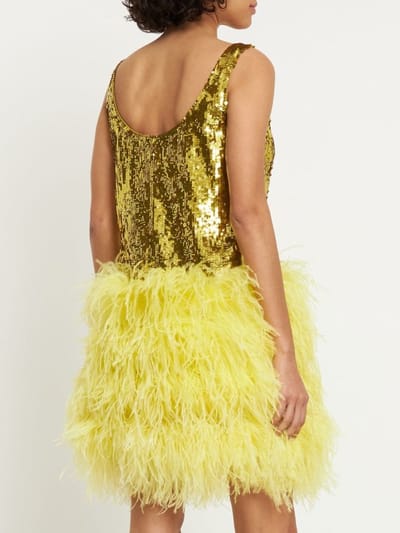 Valentino: Abito corto con paillettes e piume