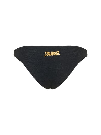 Dsquared2: Logo褶皱比基尼泳裤
