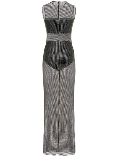 Giuseppe Di Morabito: Crystal-embellished mesh maxi dress