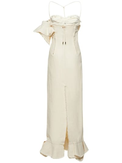 Jacquemus: Maxikleid aus Leinen mit Rüschen