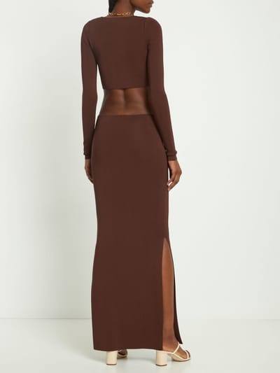 Aya Muse: Ribbed knit cut-out maxi dress