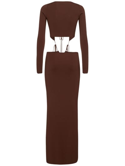 Aya Muse: Ribbed knit cut-out maxi dress
