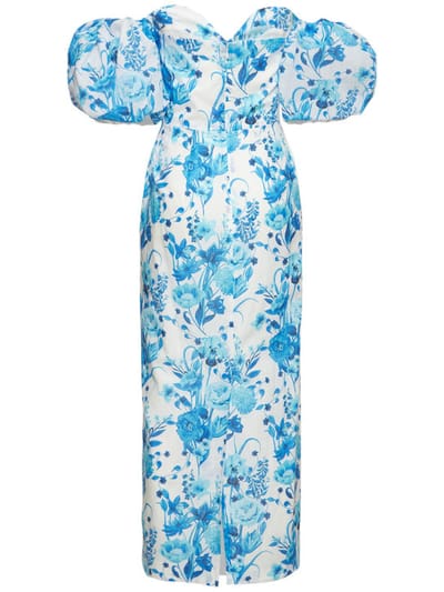 Borgo De Nor: Vestido midi de algodón con mangas abullonadas