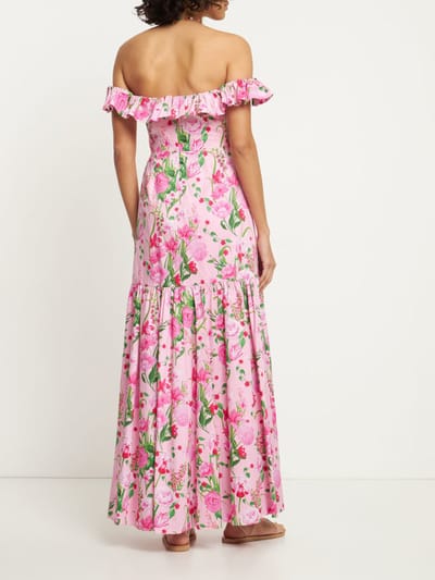 Borgo De Nor: Vestido largo de algodón con volantes