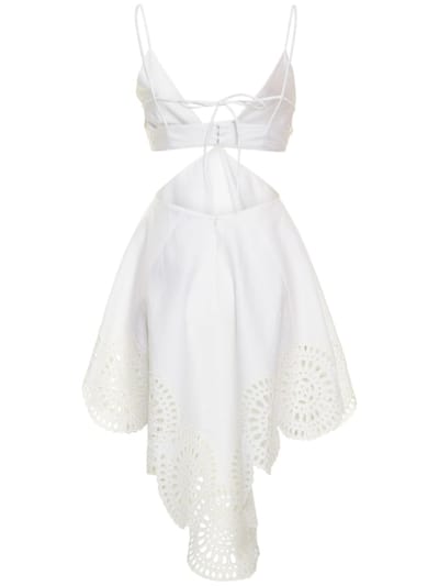 Stella McCartney: Robe courte en lin mélangé à découpes