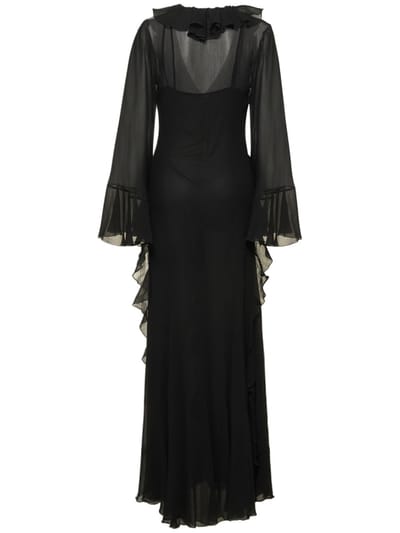 Blumarine: Cotton and silk-blend dress with ruffles