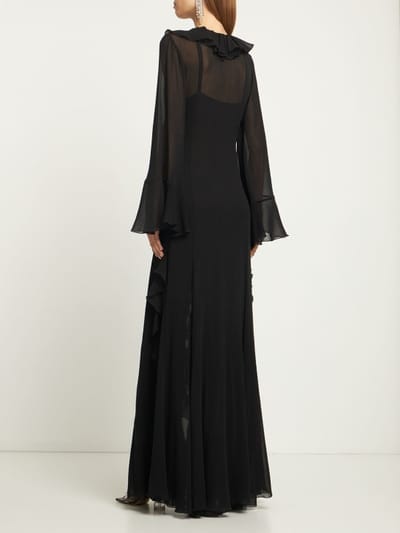 Blumarine: Cotton and silk-blend dress with ruffles