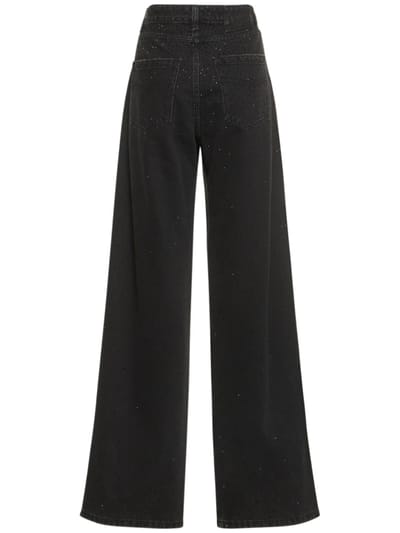 Blumarine: Hotfix高腰阔腿牛仔裤