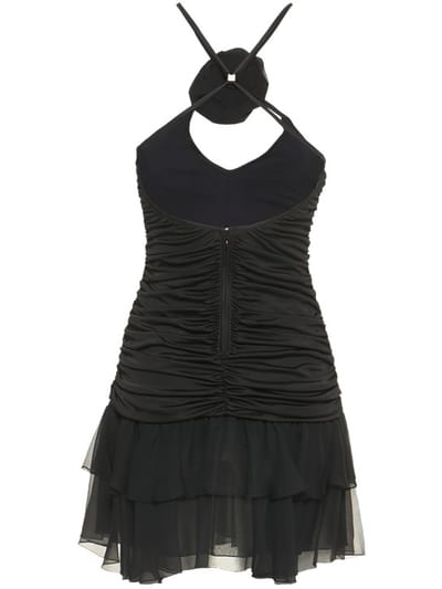 Blumarine: Ruched mini dress with ruffles