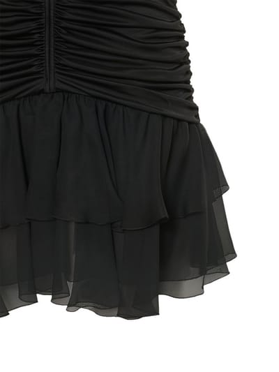 Blumarine: Ruched mini dress with ruffles