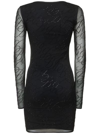 Blumarine: Tulle mini dress with crystals