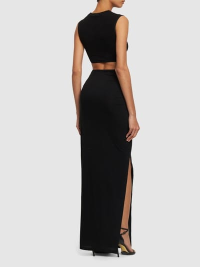 Nensi Dojaka: Vestito lungo in cupro con cut-out