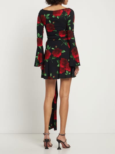 Magda Butrym: Draped jersey minidress with flower appliqu 