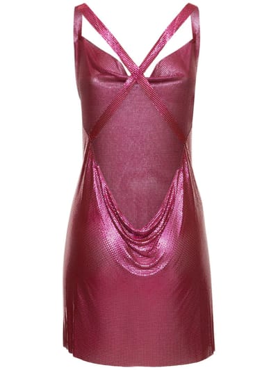 FANNIE SCHIAVONI: Draped chainmail mesh mini dress