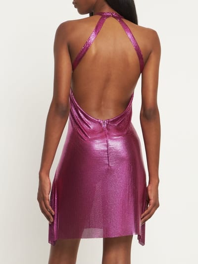 FANNIE SCHIAVONI: Stainless steel halter mini dress