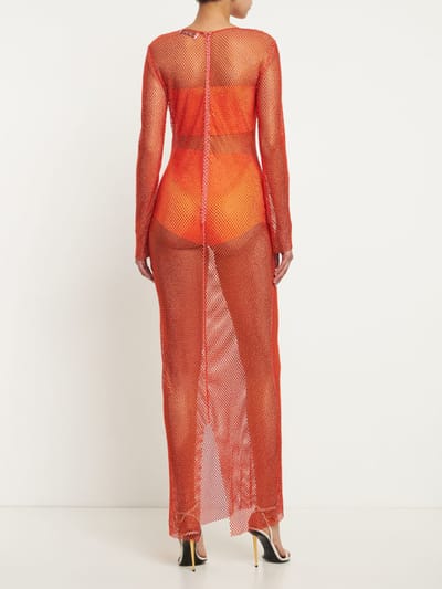 Giuseppe Di Morabito: Crystal mesh maxi dress