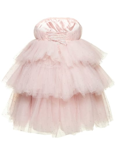 Rotate: Strapless ruffled tulle mini dress