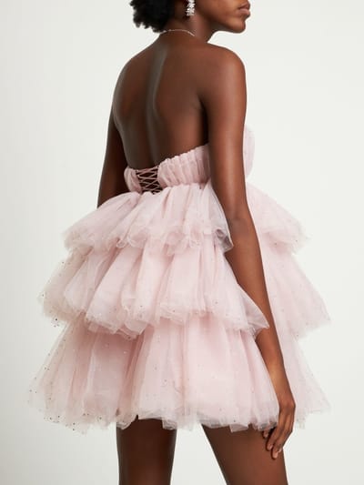 Rotate: Strapless ruffled tulle mini dress