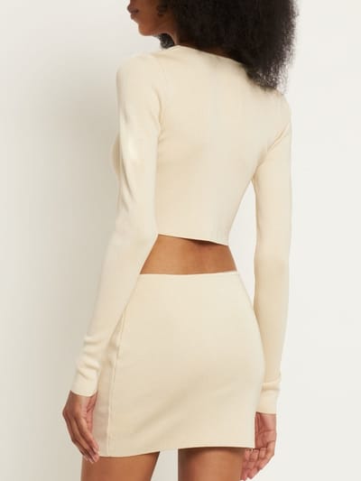 Aya Muse: Ribbed knit mini dress with ties