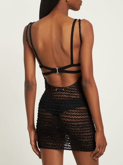 Aya Muse: Open-knit mini dress with straps
