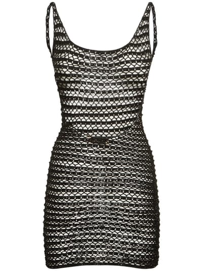 Aya Muse: Open-knit mini dress with straps