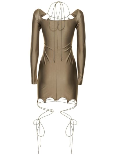 The Attico: Stretch jersey mini dress with ties