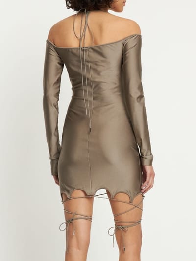 The Attico: Stretch jersey mini dress with ties