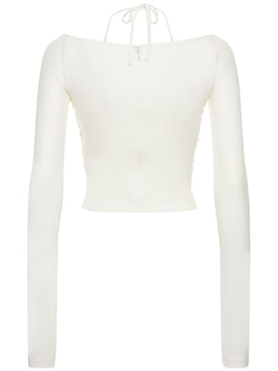 Dion Lee: 垂褶粘胶纤维平纹针织钢圈绕颈上衣