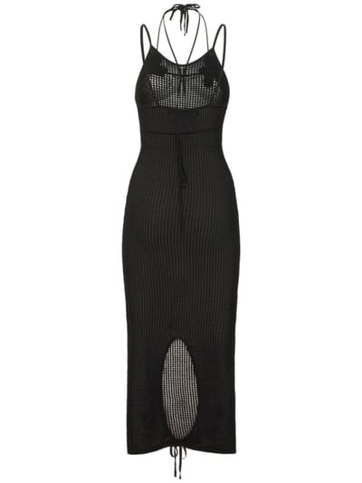 Andreadamo: Open-knit halterneck midi dress